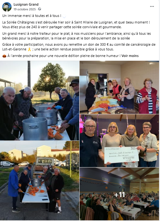 Publication Facebook de l'association