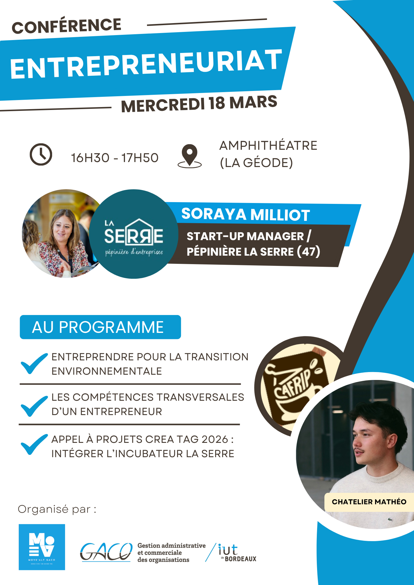 Affiche de la conférence entrepreneuriat Move'Alt GACO