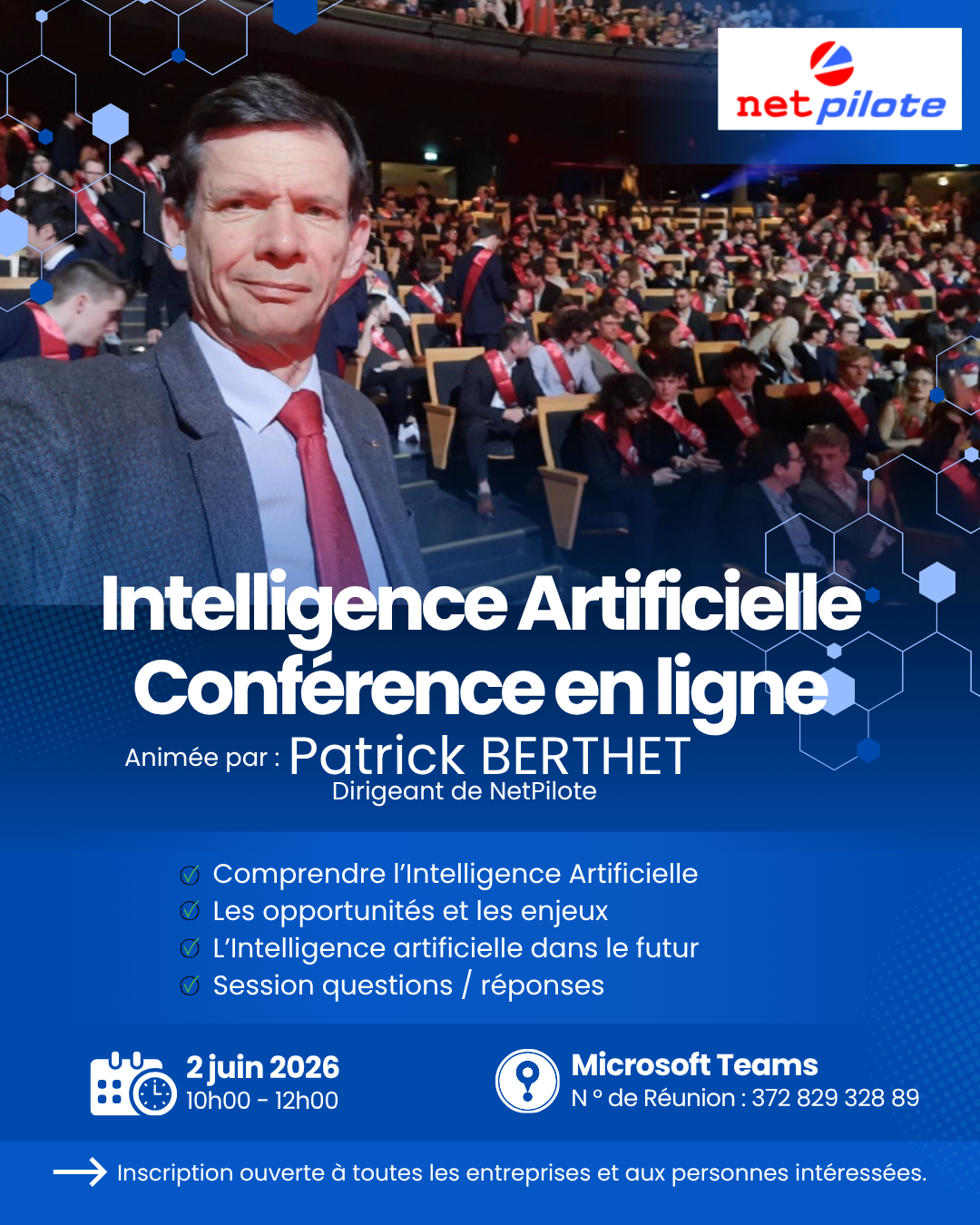 Affiche conférence Intelligence Artificielle NetPilote